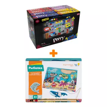 Настольная игра Рыбалка + Конструктор Huggy Wuggy 33 детали в ассортименте Набор