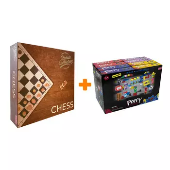 Настольная игра Шахматы Коллекционная серия + Конструктор Huggy Wuggy 33 детали Набор