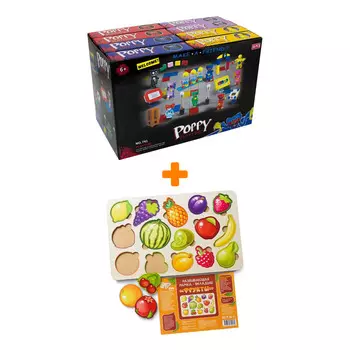 Настольная игра-сортер Фрукты + Конструктор Huggy Wuggy 33 детали в ассортименте Набор
