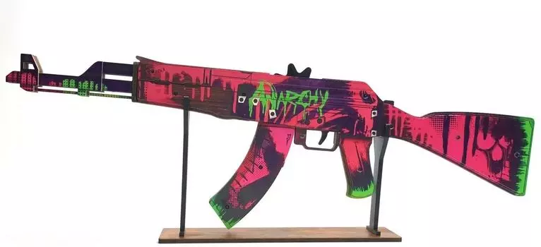 Оружие игровое / резинкострел автомат Калашникова АК-47 2 – Неоновая революция (деревянный)