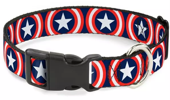 Ошейник Captain America / Капитан Америка Синий С пластиковой застёжкой (38-66 см)