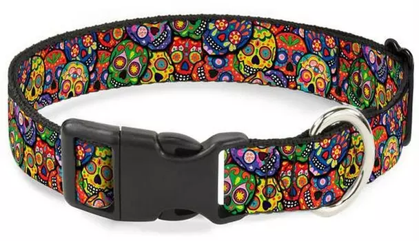 Ошейник Цветные черепа. С пластиковой застёжкой (23-38 см)