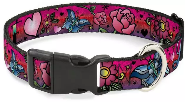 Ошейник Любовь Розовый. С пластиковой застёжкой (38-66 см)