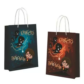 Пакет Harry Potter: Chibi подарочный большой сине-коричневый (250 x 350 x 100 мм)