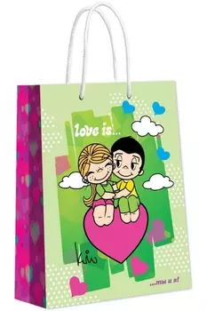 Пакет Love is подарочный малый яркий (180 x 227 x 100 мм)