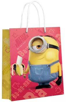 Пакет Minions 2 3D-дизайн подарочный большой (желтый с красным)