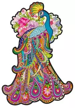 Пазл фигурный Павлин деревянный (173 элемента)