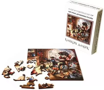 Пазл Кошкин домик Фигурный Деревянный