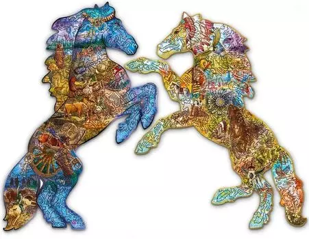 Пазл Wooden Puzzles: Мустанги. Дикий запад