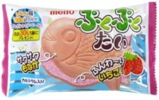 Печенье Тайяки: Рыбка Пуку-пуку с начинкой из пористого клубничного шоколада (16,5 г)