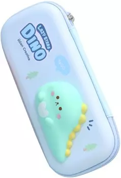 Пенал школьный со сквишем Lazy Stars: Динозаврик (голубой)