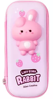 Пенал школьный со сквишем Lazy Stars: Кролик (розовый)