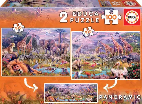 Puzzle Дикие животные (2х100 деталей)