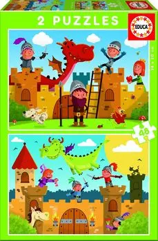 Puzzle Драконы и рыцари (2х48 деталей)