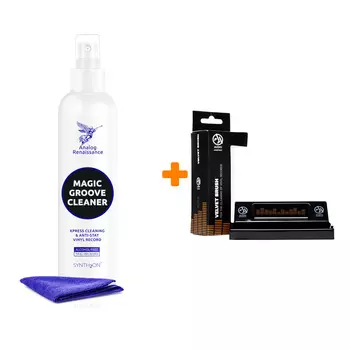 Щетка из вельвета для ухода за LP + Спрей для очистки LP с микрофиброй 250мл Набор