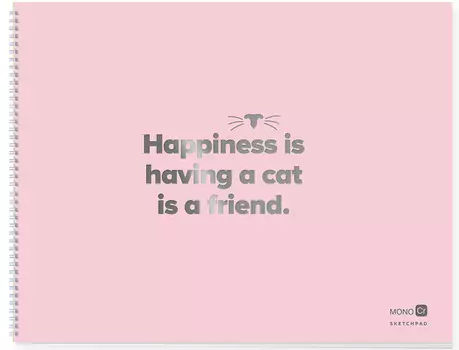 Скетчбук Happines Is Having A Cat As A Friend (Розовый)