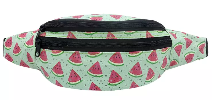 Сумка поясная Арбуз с блестками (мятная)