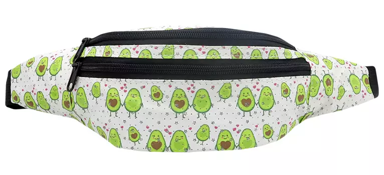 Сумка поясная Авокадо с блестками (белая)