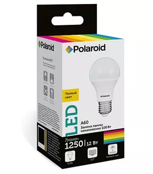Светодиодная лампа Polaroid 220V A60 12W 3000K E27 1250lm