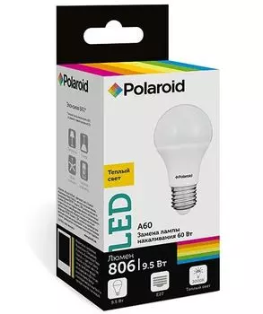 Светодиодная лампа Polaroid 220V A60 9,5W 3000K E27 806lm