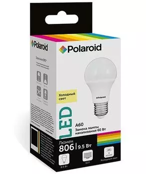 Светодиодная лампа Polaroid 220V A60 9,5W 4000K E27 806lm