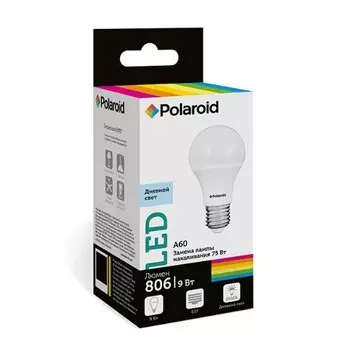 Светодиодная лампа Polaroid 220V A60 9W 6500K E27 806lm