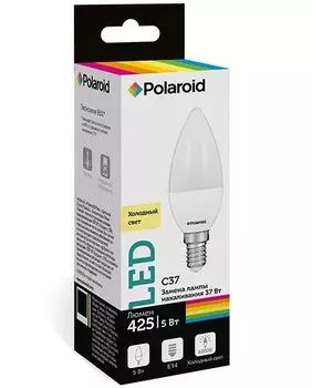 Светодиодная лампа Polaroid 220V C37 5W 4000K E14 425lm