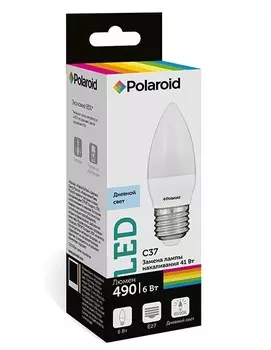 Светодиодная лампа Polaroid 220V C37 6W 6500K E27 490lm