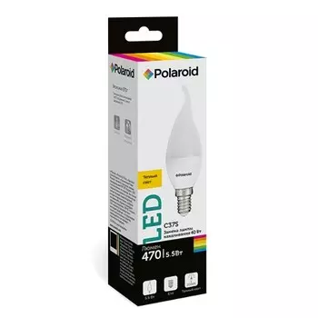Светодиодная лампа Polaroid 220V C37S 5,5W 3000K E14 470lm