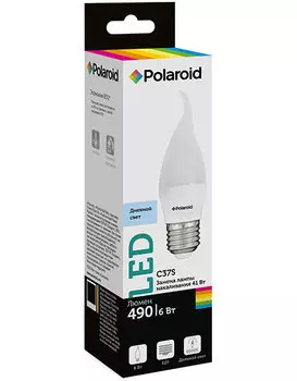 Светодиодная лампа Polaroid 220V C37S 6W 6500K E27 490lm