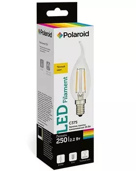 Светодиодная лампа Polaroid 220V C37S FIL 2,2W 3000K E14 250lm