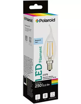 Светодиодная лампа Polaroid 220V C37S FIL 2,2W 6500K E14 250lm