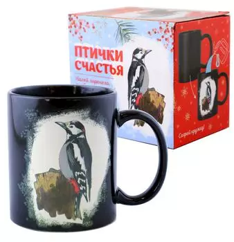 Термокружка Птицы: Дятел (330 мл, фарфор)