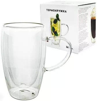 Термокружка с двойными стенками (стекло, 360 мл.)