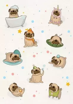 Тетрадь Мопсы (А5, 48 листов, клетка-стандарт)