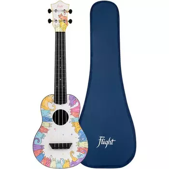 Укулеле концерт Travel Flight TUC KITTY (белая) – рисунок Котики + чехол