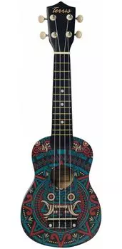 Укулеле сопрано Terris JUS-20 MAYA – рисунок Майя (чёрная)
