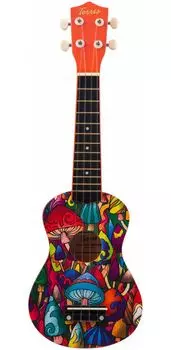 Укулеле сопрано Terris JUS-21 MUSHROOM – рисунок Грибы (красная)