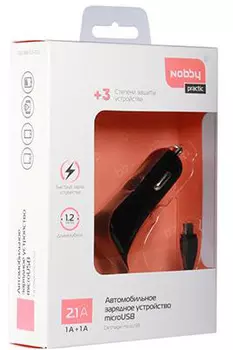 Зарядное устройство автомобильное Nobby Practic 013-001 microUSB (черный)