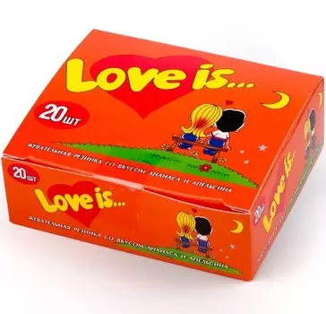 Жевательная резинка Love Is: Вкус Ананас и апельсин – упаковка 20 шт.