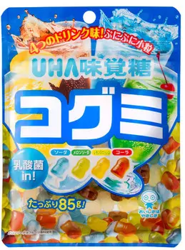 Жевательные конфеты Uha Kogumi: Ассорти Вкус содовой, колы, дыни, лимона (85 гр)