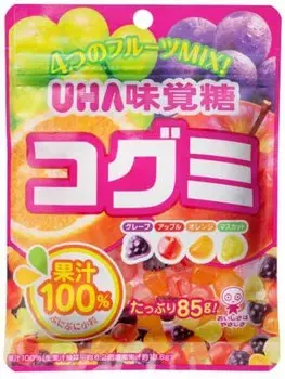 Жевательные конфеты Uha Kogumi: Ассорти Вкус яблока, муската, винограда и апельсина (85 гр)