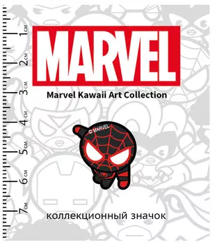 Значок деревянный Marvel Kawaii: Человек-Паук Чёрный 1
