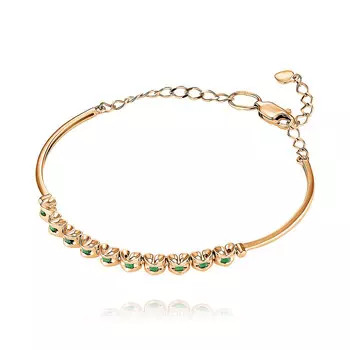 Браслет из красного золота 585 пробы с изумрудом