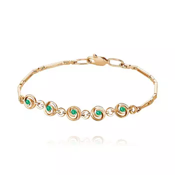 Браслет из красного золота 585 пробы с изумрудом