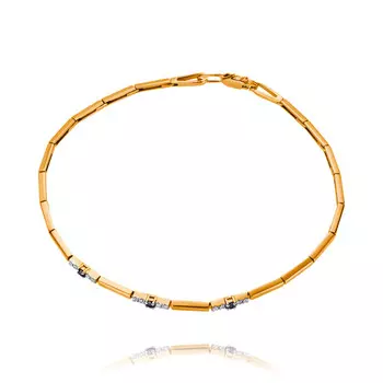 Браслет из красного золота 585 пробы с сапфиром и бриллиантом