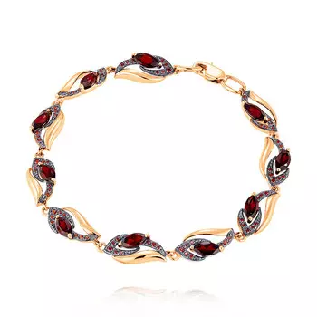 Браслет из красного золота 585 пробы с гранатом