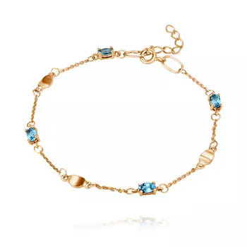 Браслет из красного золота 585 пробы с топазом