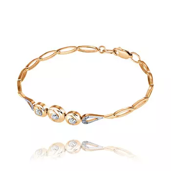 Браслет из красного золота 585 пробы с бриллиантом