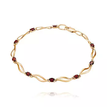 Браслет из красного золота 585 пробы с гранатом